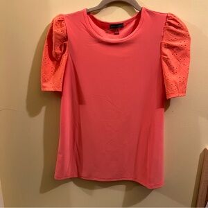 Beautiful Coral Vince Camuto Top with eyelet sleeves!